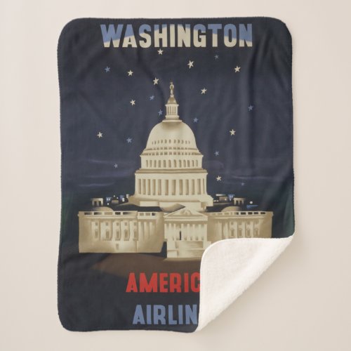 Vintage Travel Poster For American Airlines Sherpa Blanket