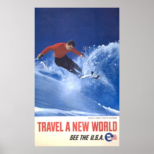 Vintage Travel Poster For Aspen, Colorado (Front)