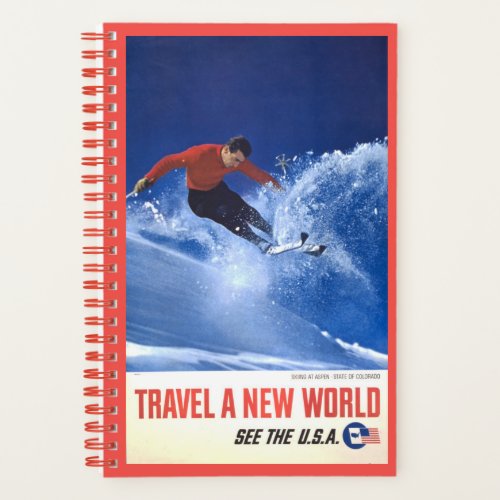 Vintage Travel Poster For Aspen Colorado Notebook