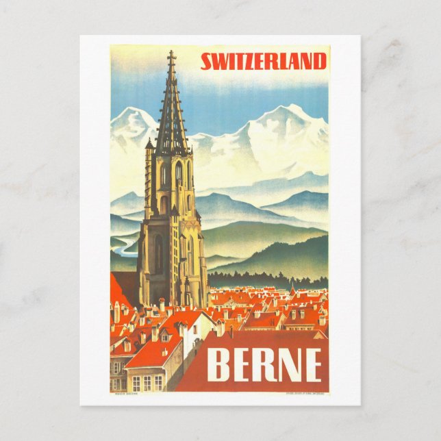 Vintage Travel Poster for Berne, Switzerland, Postcard (Front)