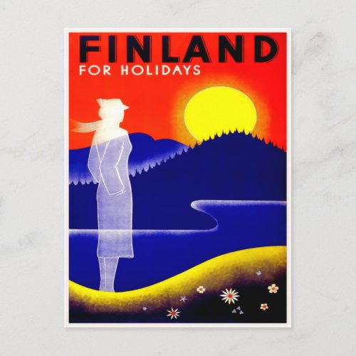 Vintage Travel Poster For Finland Postcard