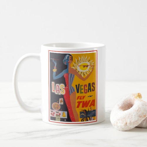 Vintage Travel Poster For Flying Twa To Las Vegas Coffee Mug