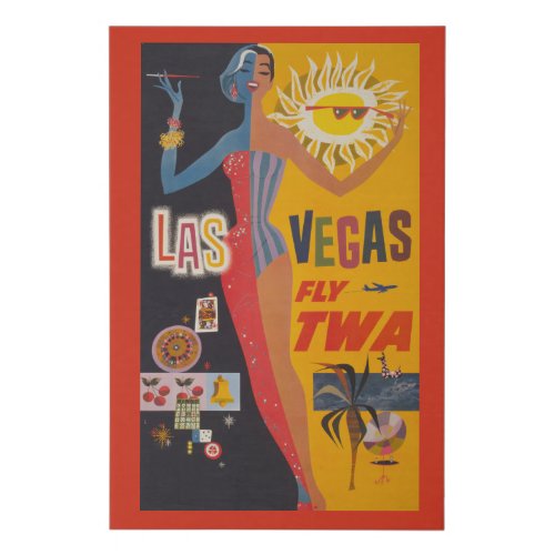 Vintage Travel Poster For Flying Twa To Las Vegas Faux Canvas Print
