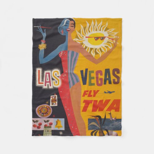 Vintage Travel Poster For Flying Twa To Las Vegas Fleece Blanket