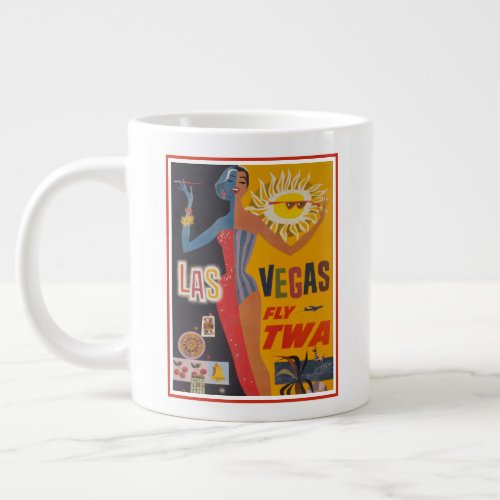 Vintage Travel Poster For Flying Twa To Las Vegas Giant Coffee Mug