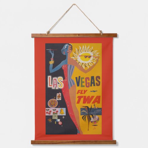 Vintage Travel Poster For Flying Twa To Las Vegas Hanging Tapestry