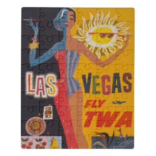 Vintage Travel Poster For Flying Twa To Las Vegas Jigsaw Puzzle