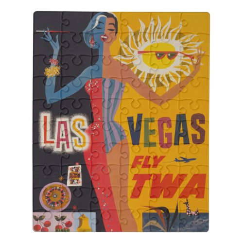 Vintage Travel Poster For Flying Twa To Las Vegas Jigsaw Puzzle