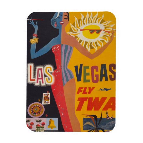 Vintage Travel Poster For Flying Twa To Las Vegas Magnet