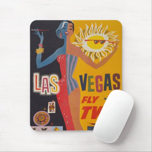 Vintage Travel Poster For Flying Twa To Las Vegas Mouse Pad