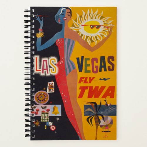 Vintage Travel Poster For Flying Twa To Las Vegas Notebook