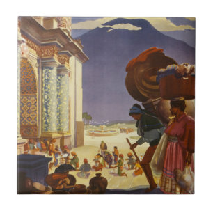 Vintage Travel Poster For Guatemala Ceramic Tile