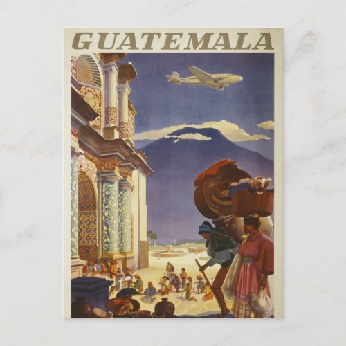 Vintage Travel Poster For Guatemala Postcard