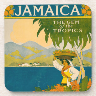Vintage Travel Poster For Jamaica Beverage Coaster
