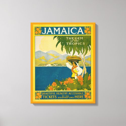 Vintage Travel Poster For Jamaica Canvas Print