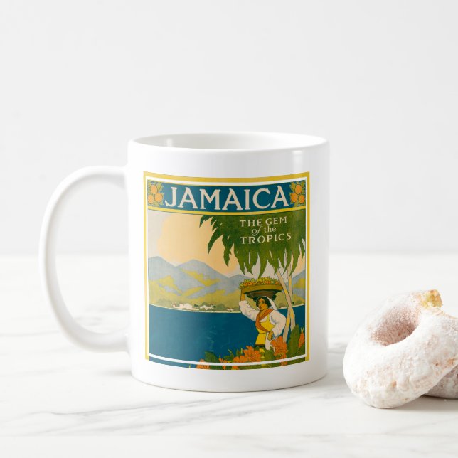 Vintage Travel Poster For Jamaica Coffee Mug (With Donut)