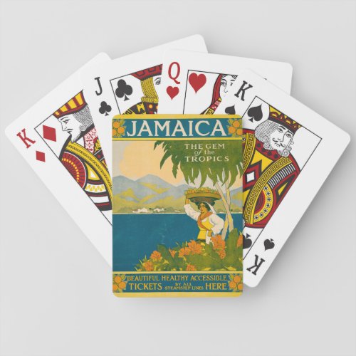 Vintage Travel Poster For Jamaica Poker Cards