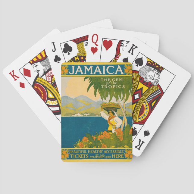 Vintage Travel Poster For Jamaica Poker Cards (Back)