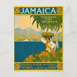 Vintage Travel Poster For Jamaica Postcard