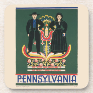 Vintage Travel Poster For Lancaster County, Pa Beverage Coaster