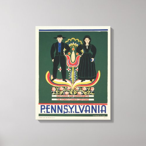 Vintage Travel Poster For Lancaster County Pa Canvas Print