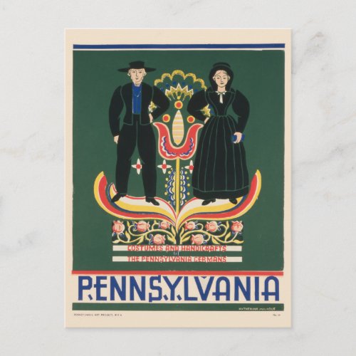 Vintage Travel Poster For Lancaster County Pa Postcard