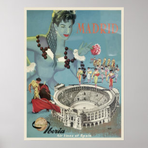 Vintage Travel Poster for Madrid, Spain