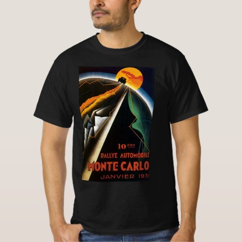 Vintage Travel Poster for Monte Carlo Auto Rally T_Shirt