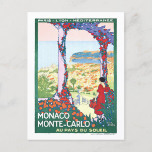 Vintage Travel Poster for Monte Carlo, Monaco, Postcard