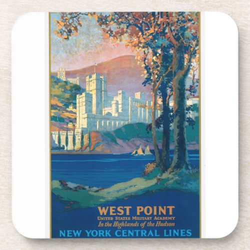 Vintage Travel Poster For New York Central Lines Beverage Coaster