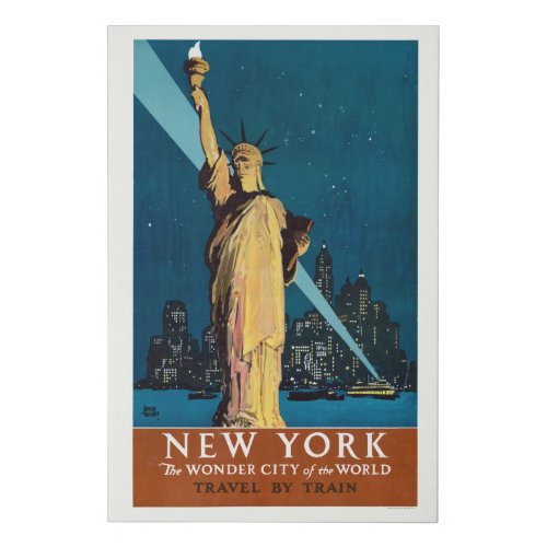 Vintage Travel Poster For New York Faux Canvas Print