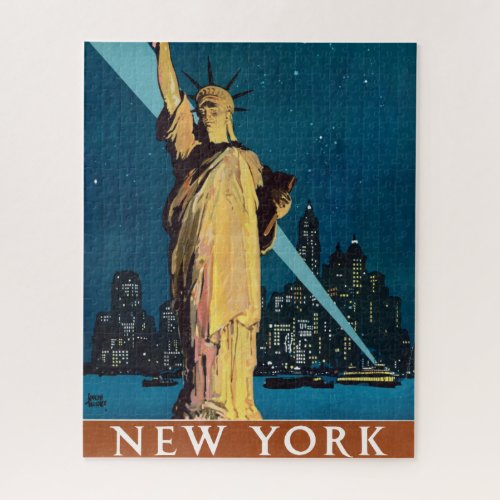 Vintage Travel Poster For New York Jigsaw Puzzle