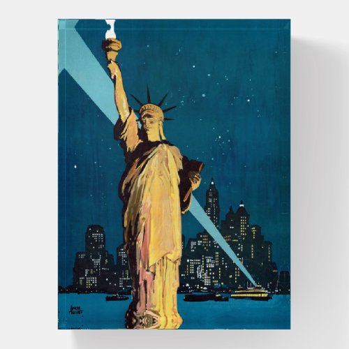 Vintage Travel Poster For New York Paperweight