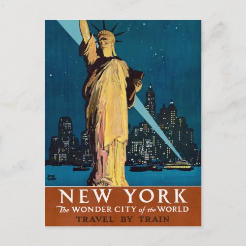 Vintage Travel Poster For New York Postcard