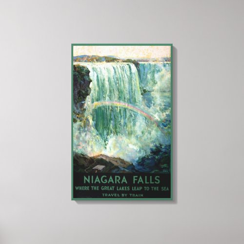 Vintage Travel Poster For Niagara Falls Canvas Print