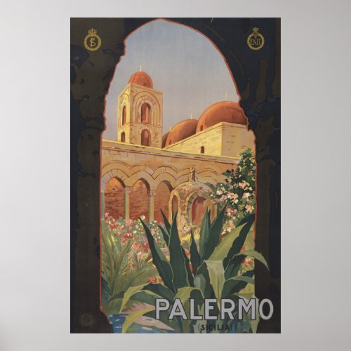 Vintage Travel Poster For Palermo Italy