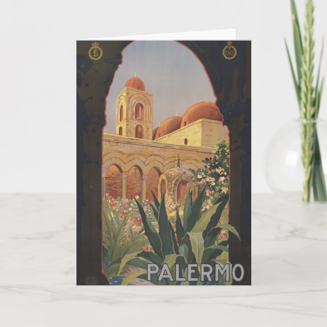 Vintage Travel Poster For Palermo, Italy. Card (Front)