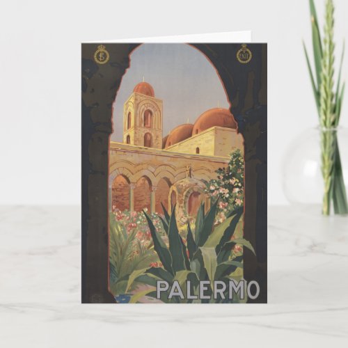 Vintage Travel Poster For Palermo Italy Card