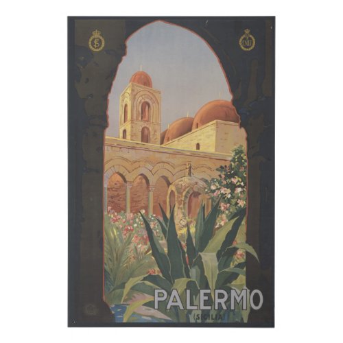 Vintage Travel Poster For Palermo Italy Faux Canvas Print