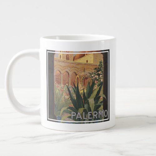 Vintage Travel Poster For Palermo Italy Giant Coffee Mug