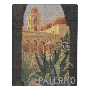 Vintage Travel Poster For Palermo, Italy. Jigsaw Puzzle