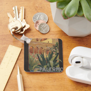 Vintage Travel Poster For Palermo, Italy. Keychain