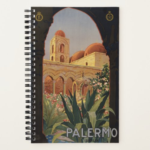 Vintage Travel Poster For Palermo Italy Notebook