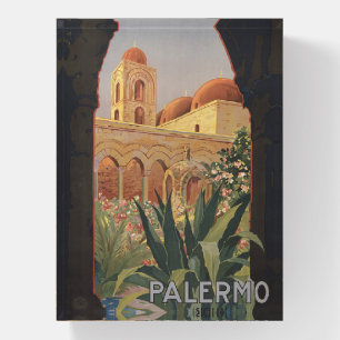 Vintage Travel Poster For Palermo, Italy. Paperweight