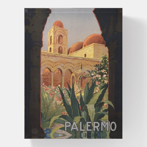 Vintage Travel Poster For Palermo Italy Paperweight