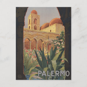 Vintage Travel Poster For Palermo, Italy. Postcard