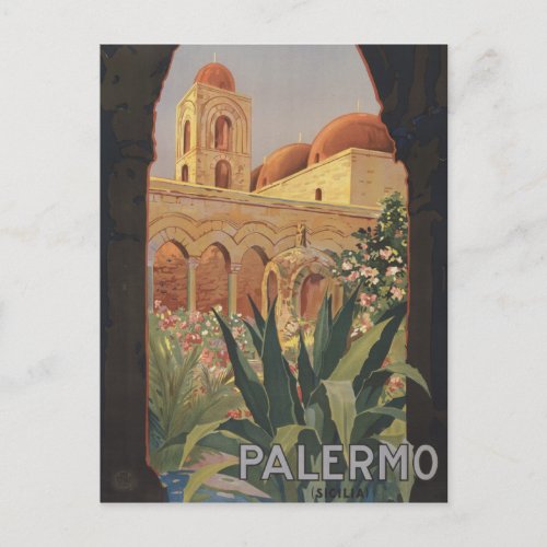Vintage Travel Poster For Palermo Italy Postcard