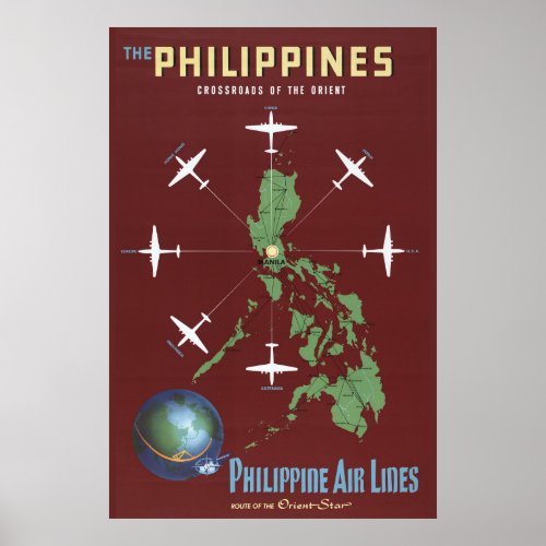 Vintage Travel Poster For Philippine Air Lines