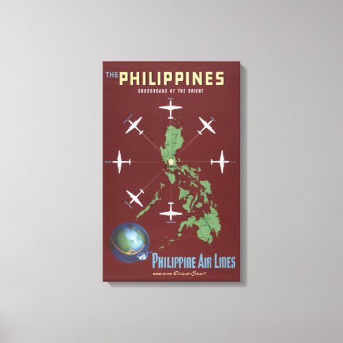Vintage Travel Poster For Philippine Air Lines Canvas Print