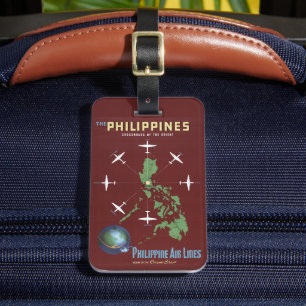 Vintage Travel Poster For Philippine Air Lines Luggage Tag